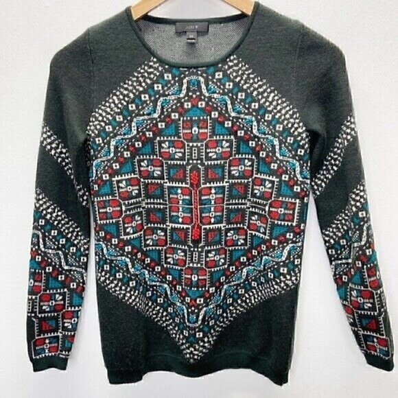 J. Crew Merino Knotted Scarf Sweater Sz XXS - Picture 2 of 6